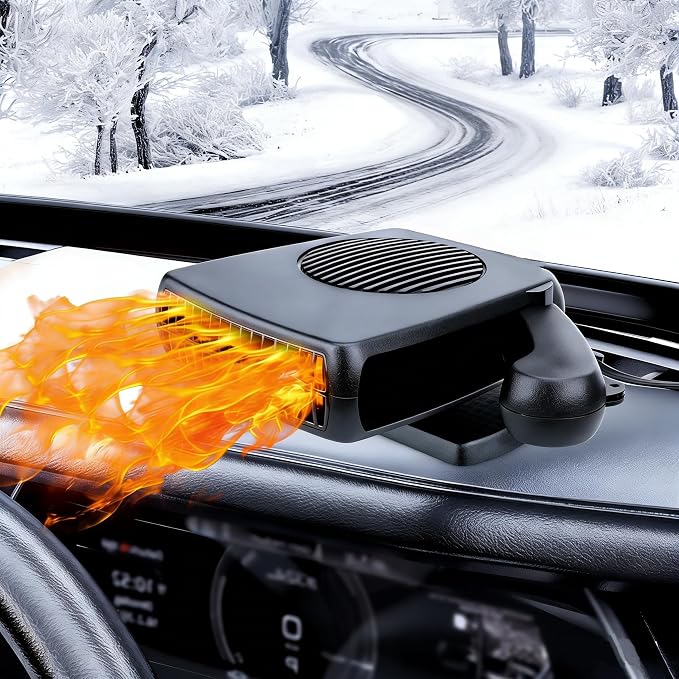 Car Heater,2026 New Upgraded Portable Car Heater for Vehicle, 12V Car Heater Portable, Portable Heater for Car, 360° Rotatable Car Defroster Windshield Heater (Black Black)