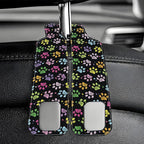 Car Headrest Purse Hanger Colorful Paw Prints 1 Pack Bag Purse Holder for Car Premium Leather Double Metal Hook for Handbags, Grocery Bags and Phones