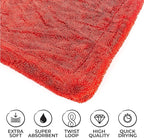 The 1500 - Heavy Duty Car Drying Towel; Perfect for Trucks, Commercial Vehicles, RVs, Boats, and More; Premium 70/30 Blend Twist Loop Design, 1500gsm, 30in x 30in, Red