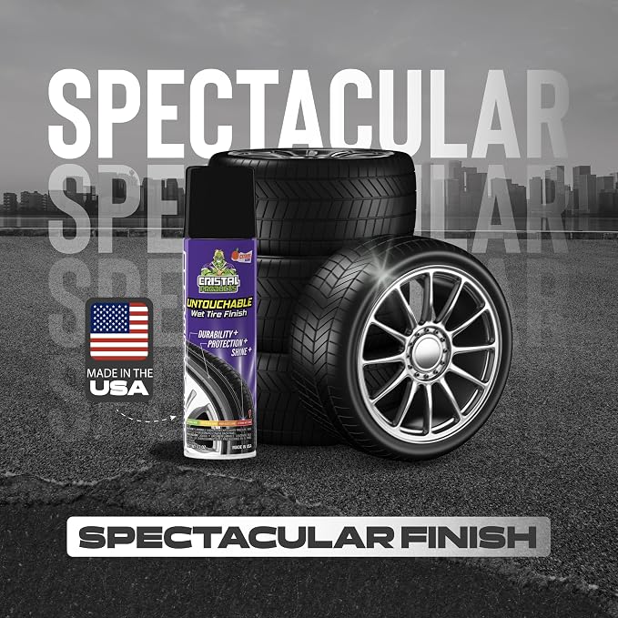 Untouchable Tire Shine Spray (4 Pack) – Citrus Scent, Wet Look Tire Shine, No Sling, Long Lasting Car Tire Shine, No Touch Application