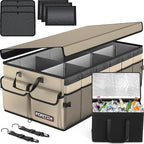 Trunk Organizer with Cooler For SUV Car Trunk, Foldable Storage, Car Accessories for Women Men, Collapsible Bag, 600D Oxford, Non Slip Bottom, Straps, Soft Cover (105L)