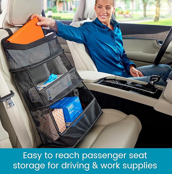 Car Storage Organizer – 3-Bin Hanging Organizer for SUV Trunk or Car Seat | Multipurpose Car Organizer Holds Driving Essentials, Kids Trip Needs or Emergency and Cleaning Supplies