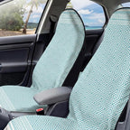 2 Pack Car Seat Towel Covers, Sweat Protector for Front Seats, Premium Thickened Microfiber with Boho Geometric, Breathable & Quick Dry, Slip-on Headrest Pocket for Gym, Beach, Running (Light Blue)