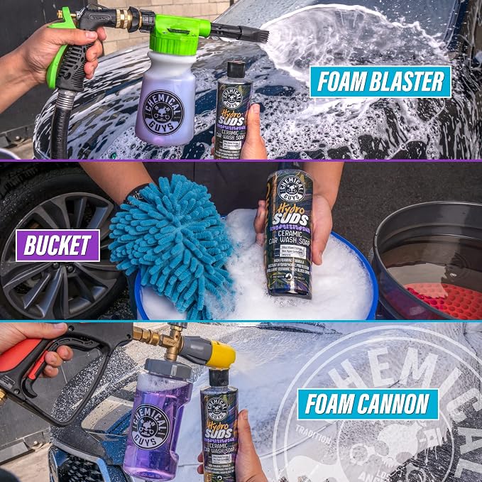 HydroSuds Ceramic Shine High Foaming Car Wash Soap - Foam Cannon Soap, Works with Foam Guns or Bucket Washes Safe for Cars, Trucks, Motorcycles, RVs, & More, Berry Scent - 64 fl oz