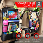 Backseat Car Organizer, Kick Mats Back Seat Protector with Touch Screen Tablet Holder, Back Seat Organizer for Kids with 9 Storage Pockets, Travel Accessories (2 Pack, Venetian Red)