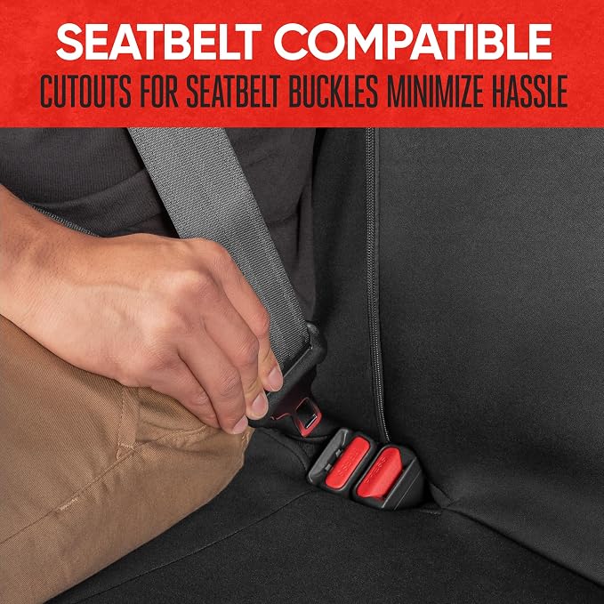 Waterproof Car Seat Covers Full Set – Black & Gray Seat Covers for Car Front & 60/40 Split Back Bench - Carseat Cover for Trucks, SUV - Universal Fit for Most Regular Size Vehicles