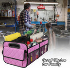 Car Trunk Organizer for SUV, Car Organizers and Storage with Reinforced Handles, Car Accessories for Women/Men 50L Waterproof Polyester Trunk Organizer(Medium,Pink)