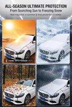 Half Car Cover, Windshield Cover for Ice and Snow, Aluminum Heat Block Foil Hood Covers, Universal Hail Protector Sunshade Automotive Covers