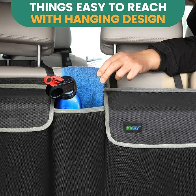 Hanging Trunk Organizer for SUV – Backseat Car Storage Bag, Large Collapsible Backseat Trunk Organizer with Adjustable Straps, Space Saving Car Organization Accessories for Truck MPV Van