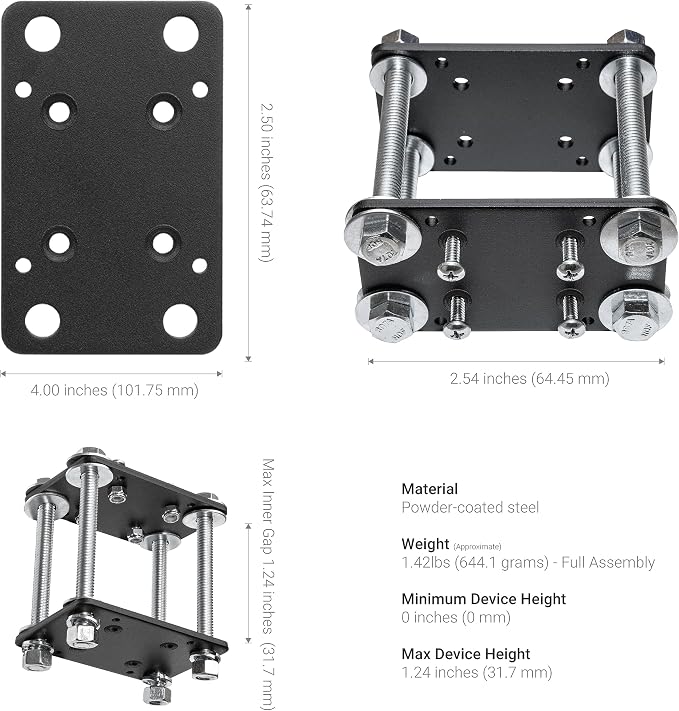 Mounts RoadVise Forklift Front Guard Phone Mount | Holds Phones 4" Wide | Fits Forklift Pillars and Front Guards | Adjustable 3.75" Shaft | Phone Holder fits iPhone, Samsung, and More