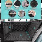 Dog Truck Seat Cover for Back Seat, Hard Bottom Pet Hammock for Car, Bed Extender for 2-4 Large Dogs, Waterproof Seat Protector, Universal XL Size Fits for Crew Cab Truck, SUV, Black