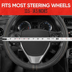 GripDrive Faux Black Leather Steering Wheel Cover for Car Truck Van SUV, Small 14 inch Size, Red Accent Stitched Car Steering Wheel Cover Vehicle & Auto Accessories