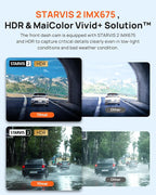 Dash Cam Front and Rear A510,1944P+1080P with STARVIS 2 IMX675 and 64GB Card, Dash Camera for Cars, 4G LTE Support, ADAS, Built-in GPS WiFi, APP Control, HDR, 24H Parking Mode, Loop Recording