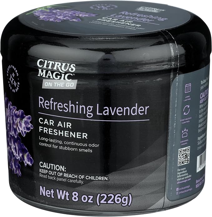 On The Go Odor Absorbing Solid Car Air Freshener, Refreshing Lavender, 8-Ounce, Pack of 3