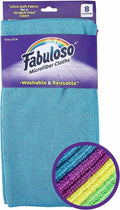 Microfiber Cleaning Cloths for Home & Car, Lint-Free Scratch-Free Rags for Glass, Kitchen & Wood, Reusable Machine Washable, Absorbent for Dusting & Wiping, Rainbow, 13 x 13 in, 8 Count