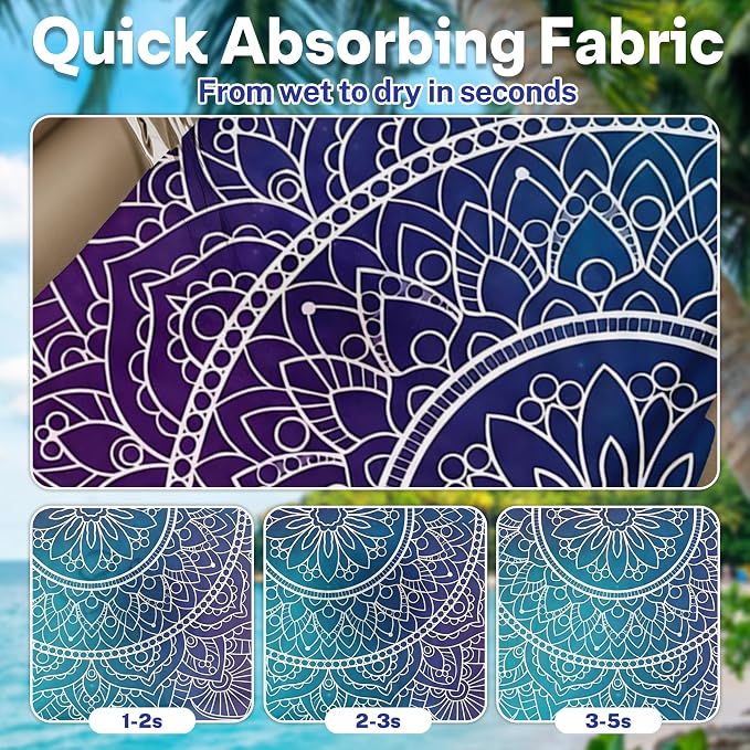 2 Pack Car Seat Towel Covers, Sweat-Proof Microfiber Seat Protectors for Gym, Running, Beach & Workout, Breathable Quick-Dry, Machine Washable, Gradient Mandala Print, Universal Fit