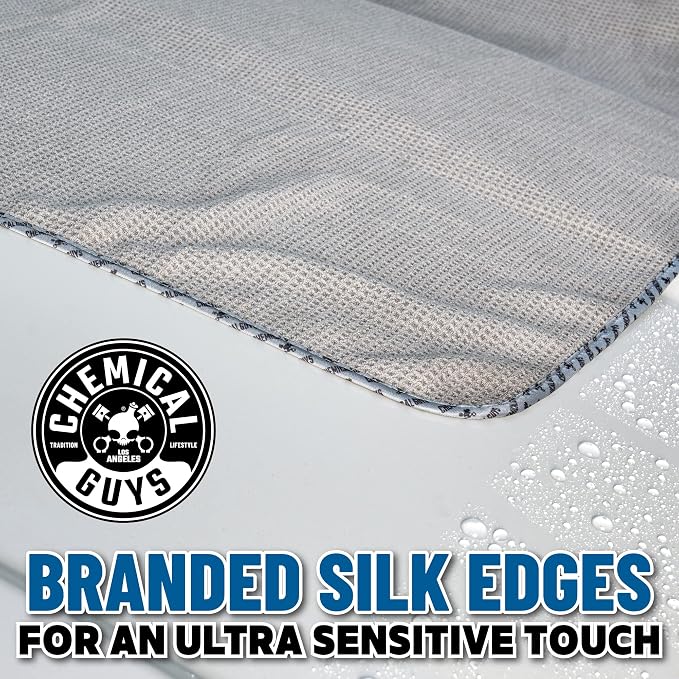 Waffle Weave Gray Matter Microfiber Drying Towel - 25" x 36",Premium Blend Microfiber Towel with Soft-Banded Edging for Scratch-Free Car Drying,Ultra Absorbent,(Pack of 12)