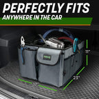 Car Trunk Organizer - Collapsible, Multi-Compartment Automotive SUV Car Organizer for Storage w/Adjustable Straps - Truck & Car Accessories for Women and Men - Black