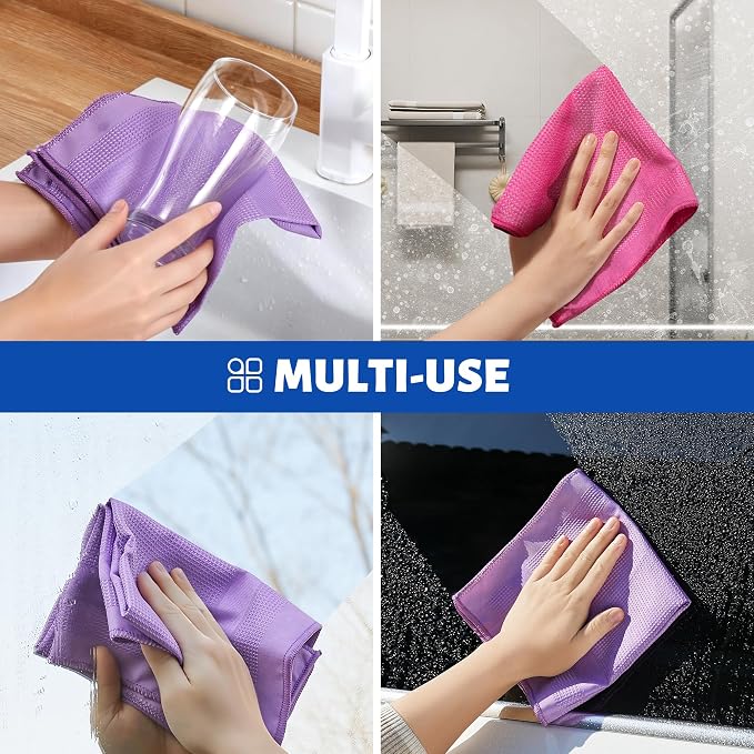Microfiber Waffle Weave Cleaning Cloth,Highly Absorbent Kitchen Towels,Quick Drying Lint Free Dish Towels for Kitchen,6 Pack, Mixed Color, 15.7×15.7inch