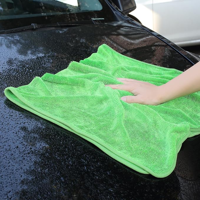 Microfiber Towels for Cars, 35.4" x 23.6" Car Drying Towel, Green Reusable Car Towel, Quick Drying Car Microfiber Cleaning Cloth for RVs, SUVs, Trucks