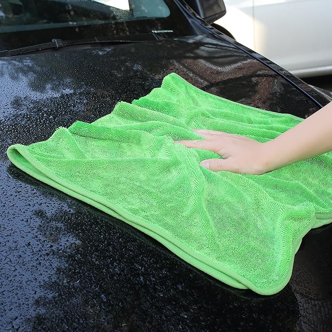 Microfiber Towels for Cars, 63" x 29.5" Car Drying Towel, Green Reusable Car Towel, Quick Drying Car Microfiber Cleaning Cloth for RVs, SUVs, Trucks