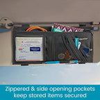 Car Visor Organizer with Secure Zip Pockets, Sunglasses Holder and Clear Registration and Insurance Pocket - Heavy Duty Straps Fit Most Car, SUV and Truck Visors (6)