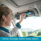 Sun Visor Organizer with Sunglass Holder for Car - Faux Leather Glasses Holder for Car or Truck with Card Pockets and Zippered Compartment for Documents and Receipts