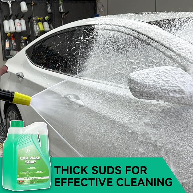 Pressure Washer Gun with Foam Cannon, 64 Fl Oz Car Wash Soap & 5 Power Washer Nozzle Tips, Car Wash Foam Gun for Car Washing, Patio Cleaning