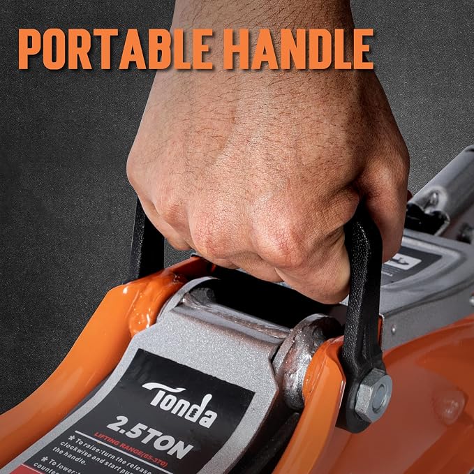 Low Profile Car Jack, 2.5 Ton (5,000 lb) Hydraulic Trolley Floor Jack for Garage, Home, Shop, Lifting Range 3.35" to 14.57", Orange