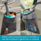 TrimTrash Hanging Car Garbage Bag - Slim and Leakproof Car Trash Bag with Magnetic Closure and Storage Pocket - Attaches to Seat, Glovebox or Console