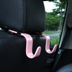 4-Pack 360° Rotating Universal Car Headrest Hooks, Car Organizer Hanger Storage Hooks for Bag Purse Cloth Grocery Universal Fit with Clip Pink