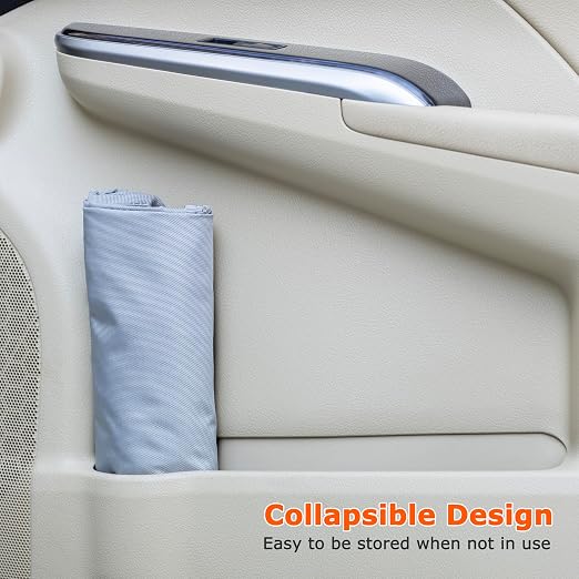 New Leak-Proof Travel Car Trash Bag, 3.5 Gallons Large Capacity Hanging Car Trash Can with Hook and Loop Lid and Handle, Multipurpose Trash Bin with Storage Pockets for SUV RV, Atomic Silver
