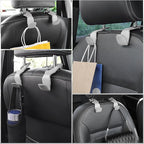 Gray Superior Leather Car Seat Back Headrest Hook, Auto Seat Hook Hangers Interior Accessories for Purse Coats Umbrellas Grocery Bags Handbag, 2-Pack