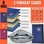 Faraday Bag Anti-Tracking GPS RFID Car Key Signal Blocker Wallet Shielding Pouch Protective Case for Cell Phone Car Key FOB, Data Privacy, Electronic Device Security (2 PACK - BLUE AND PINK)