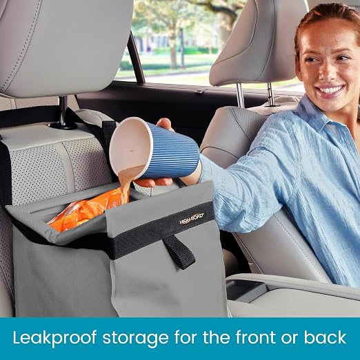 TrashStash Hanging Car Garbage Bag with Push-Close Lid and Waterproof Bin for Cars, SUVs and Trucks - Holds 3 Gallons of Car Trash