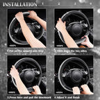 Bling Silver Diamond Leather Steering Wheel Cover, with Sparkly Crystal Glitter Rhinestone Universal Fit 13" 1/2-14" Small Car Wheel Protector for Women Girl Fit Car,SUV,Van,Sedan, Silver