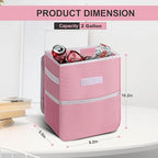 2 Gallon Car Trash Can Lid and Storage Pockets, Leak-Proof Collapsible and Portable Organizer, Multipurpose Garbage Bin with Adjustable Straps, Pink
