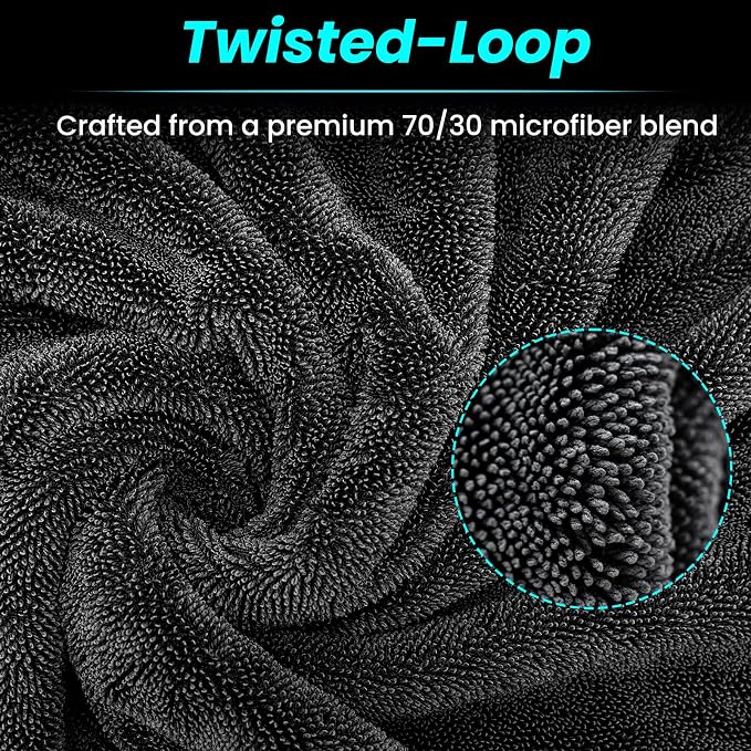 2 Pack 1300 GSM Car Drying Towel,Double-Sided Microfiber Towels for Cars(24'' x 36''&16 ''x 16''),Extra Large Ultra Absorbent,Without Residual Lint,Scratches or Water Spots