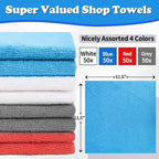 Shop Towels, Microfiber Cleaning Cloth Bulk, 200 Pack Microfiber Towels for Cars, All-Purpose Absorbent Cleaning Rags, Dust Cloth for Automotive, Mechanic, Garage, Bar, 11.5 x 11.5 inch