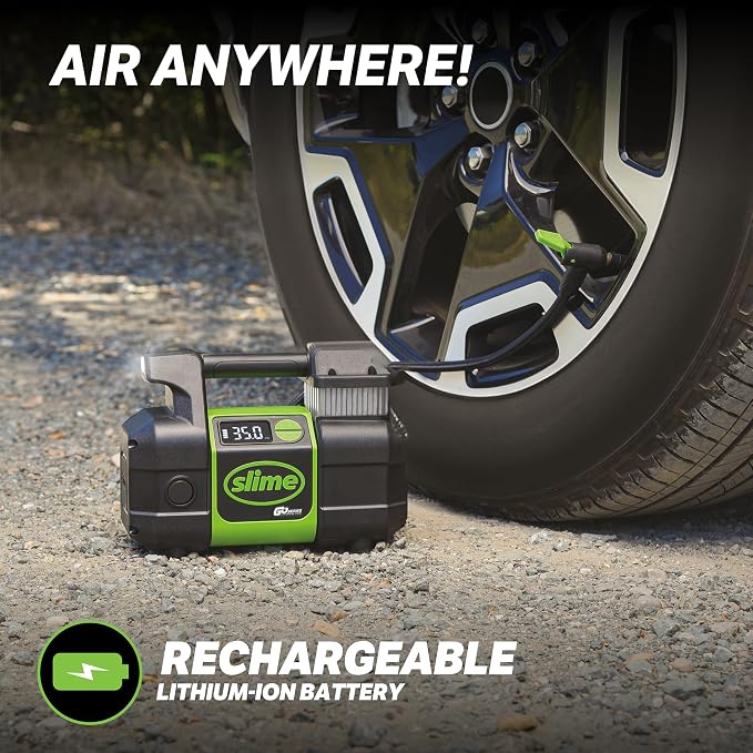 40086 Tire Inflator, Cordless, Pro Power, Portable Air Compressor Pump, Auto Shut-Off, Lithium Ion Battery and LED Light, Rechargeable, 3 min inflation