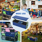 Bold Color Block Trunk Organizer | 95L, 35"x13.8"x11.8" | Dedicated Shoe Storage & 26L Ice Pack | Foldable for SUV/Car/Jeep | Car Accessories for Men & Women - Blue-X212