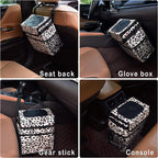 Cute Car Trash Can with Lid – Multipurpose Collapsible Trash Bin for Car, Leak-Proof Organizer, Waterproof Garbage Can with Storage Pockets & Adjustable Straps, 2 Gallons (Leopard Print)