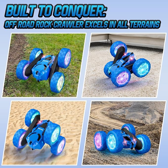 STEM Remote Control Car for Kids Ages 6-12, 4WD RC Stunt Car with LED Wheel Lights & 360° Flips, 2.4GHz Fast Electric Toy for Boys 8-10, Educational Gift for Birthday or Valentines