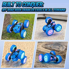STEM Remote Control Car for Kids Ages 6-12, 4WD RC Stunt Car with LED Wheel Lights & 360° Flips, 2.4GHz Fast Electric Toy for Boys 8-10, Educational Gift for Birthday or Valentines
