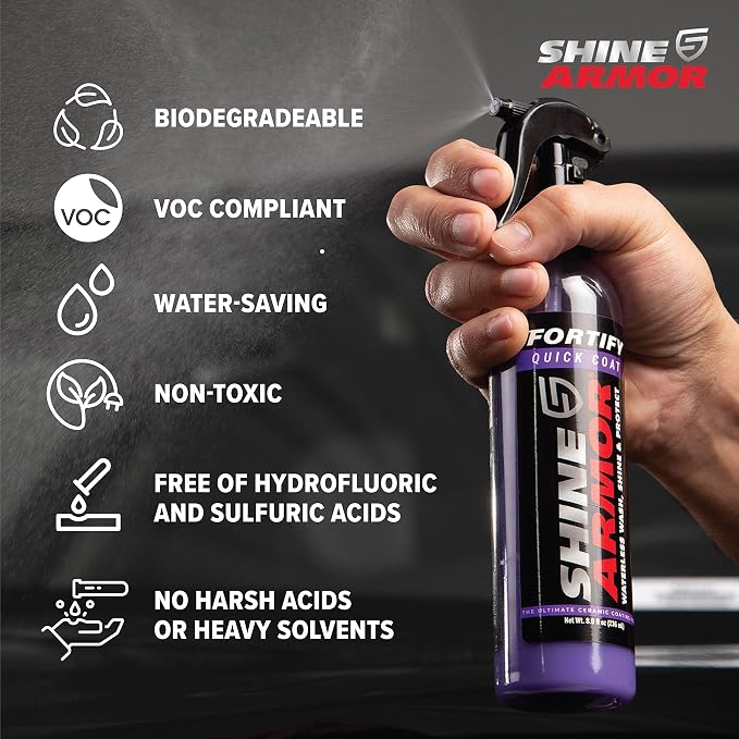 Fortify Quick Coat - 8oz Ceramic Waterless Detailer Spray | 3-in-1 Wash, Wax & Nano-Ceramic Coating | Mirror Shine, Zero Streaks, No Dust Residue | 6-12 Month Protection | Made in USA | Spray On, Wipe Off. Ceramic Protection That Lasts 6 to...