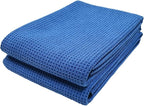 Elite Microfiber Drying Towel (25x36, 2 Pack, Waffle, Blue)