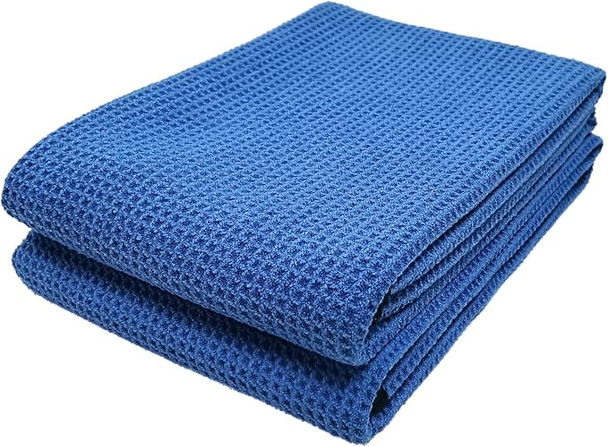 Elite Microfiber Drying Towel (25x36, 2 Pack, Waffle, Blue)