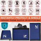 Blue Nylon Faraday Bag - Signal Blocker for Cell Phone, Car Key FOB, Data Privacy (BLUE - NYLON)