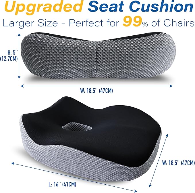Car Seat Cushion for Driving, Car Seat Pillow for Short Drivers | Ergonomic Memory Foam Seat Cushion for Pain Relief, Adult Booster Seat for Car, Butt Cushion for Car, Truck, Office, B&G