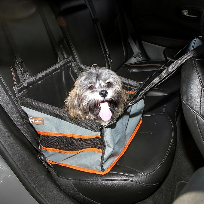 K&H Buckle N Go Dog Car Seat for Small Dogs, Waterproof Fabric, Breathable Mesh Sides, Adjustable Seatbelt Leash, Pet Car Seat for Small Pets- 16 X 14 X 14in